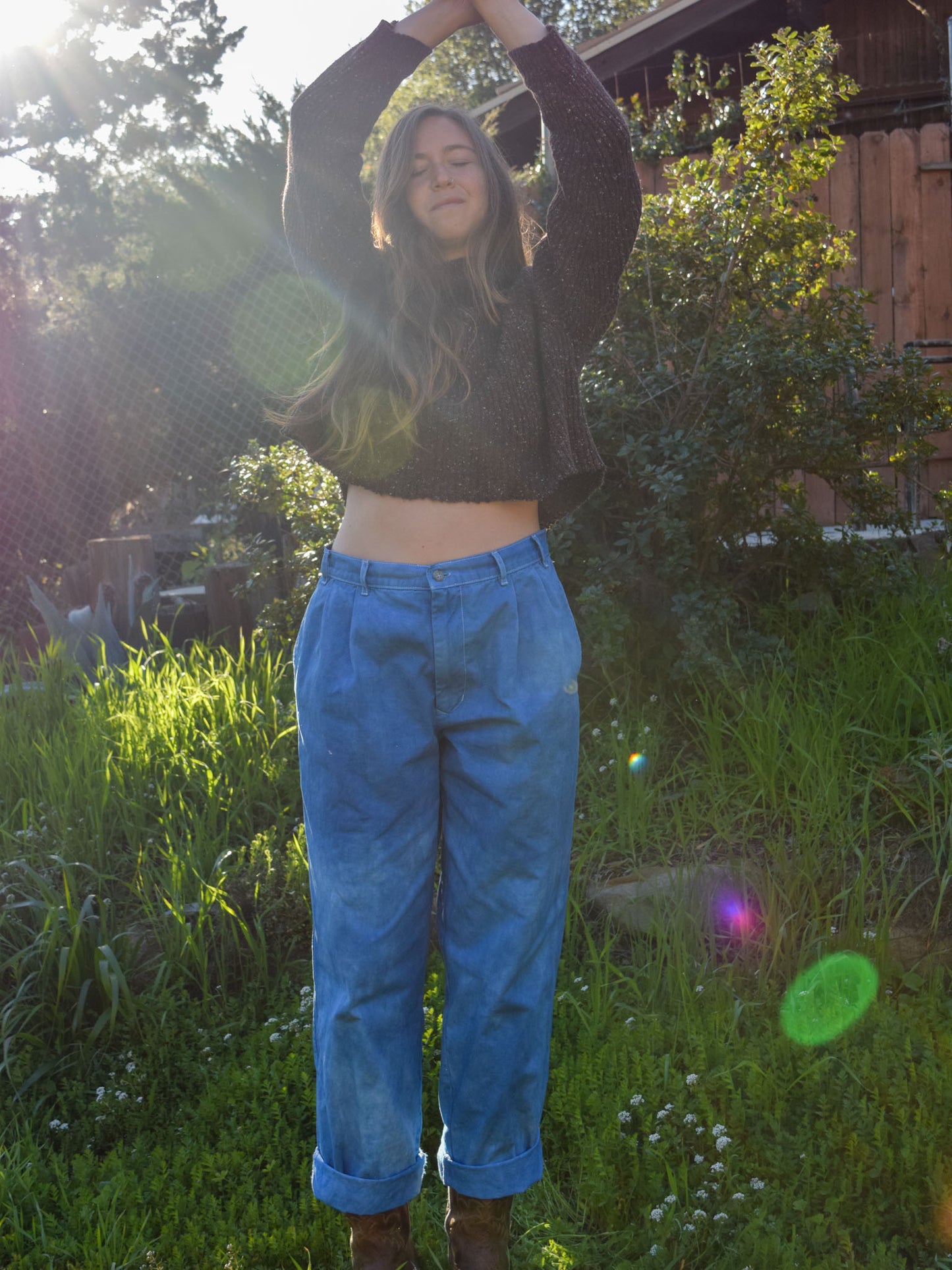 Indigo Pleated Canvas Trousers