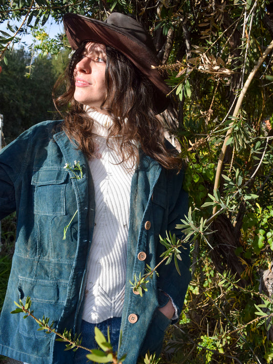 Indigo Corduroy Turquoise Fitted Jacket