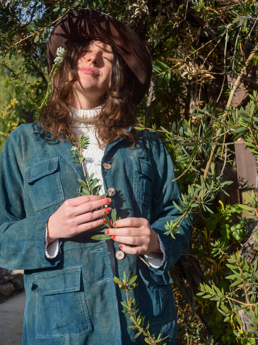 Indigo Corduroy Turquoise Fitted Jacket