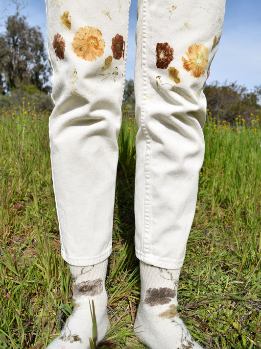 Flower Bundled Knee Patch Trousers