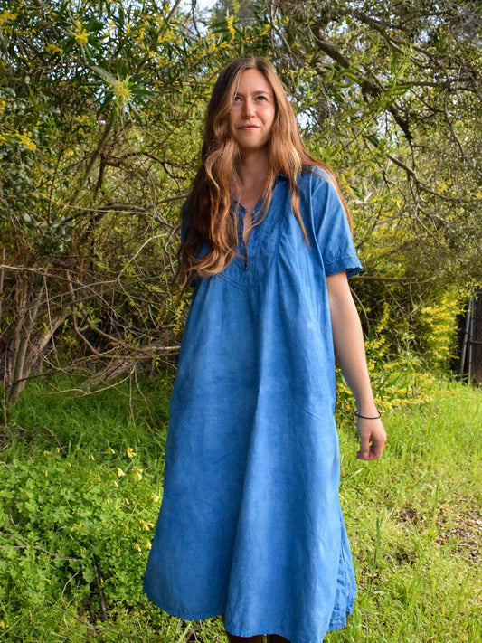 Vibrant Indigo Lace Detail Maxi Dress