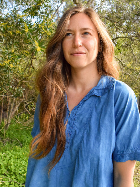 Vibrant Indigo Lace Detail Maxi Dress