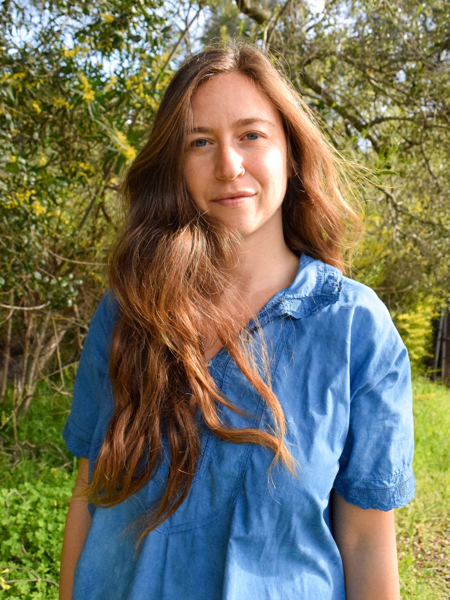 Vibrant Indigo Lace Detail Maxi Dress