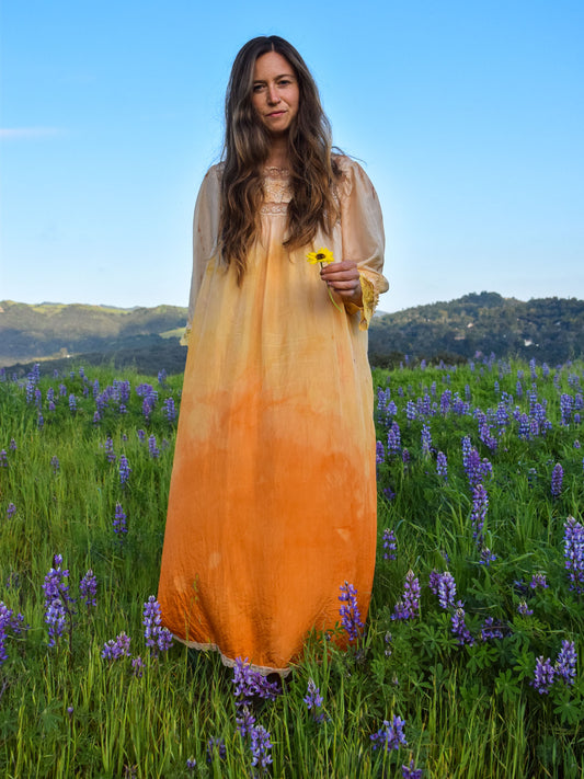 Toyon & Beach Coreopsis Silk Long Sleeve Dress
