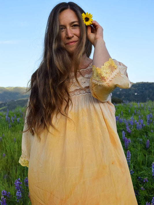 Toyon & Beach Coreopsis Silk Long Sleeve Dress