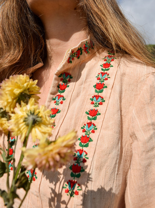 Beach Coreopsis Cotton Embroidered Tent Dress