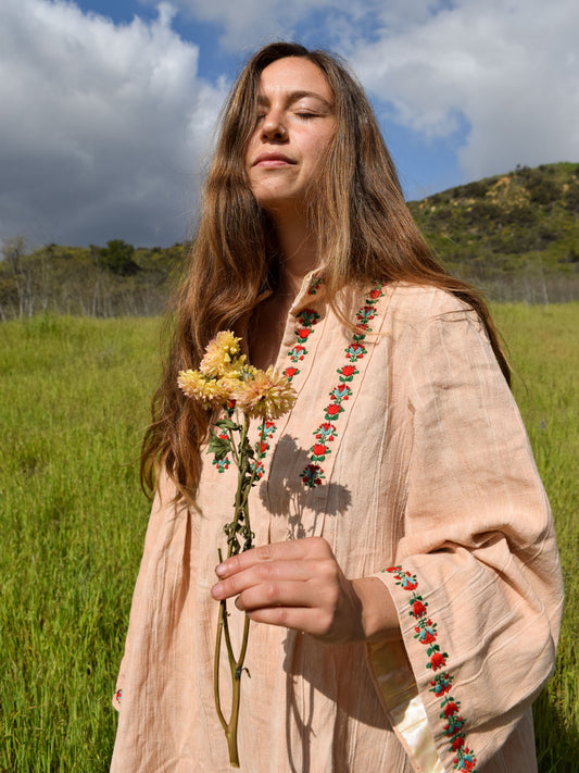 Beach Coreopsis Cotton Embroidered Tent Dress