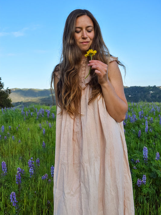 Toyon Antique High Neck Ruffle Dress