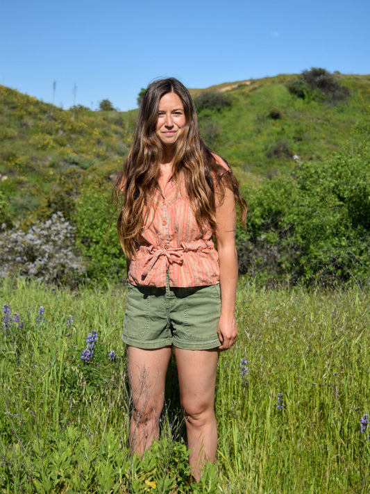 Madder Striped Tie Waist Blouse