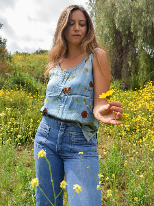 Indigo Bundle Dyed Silk Tank