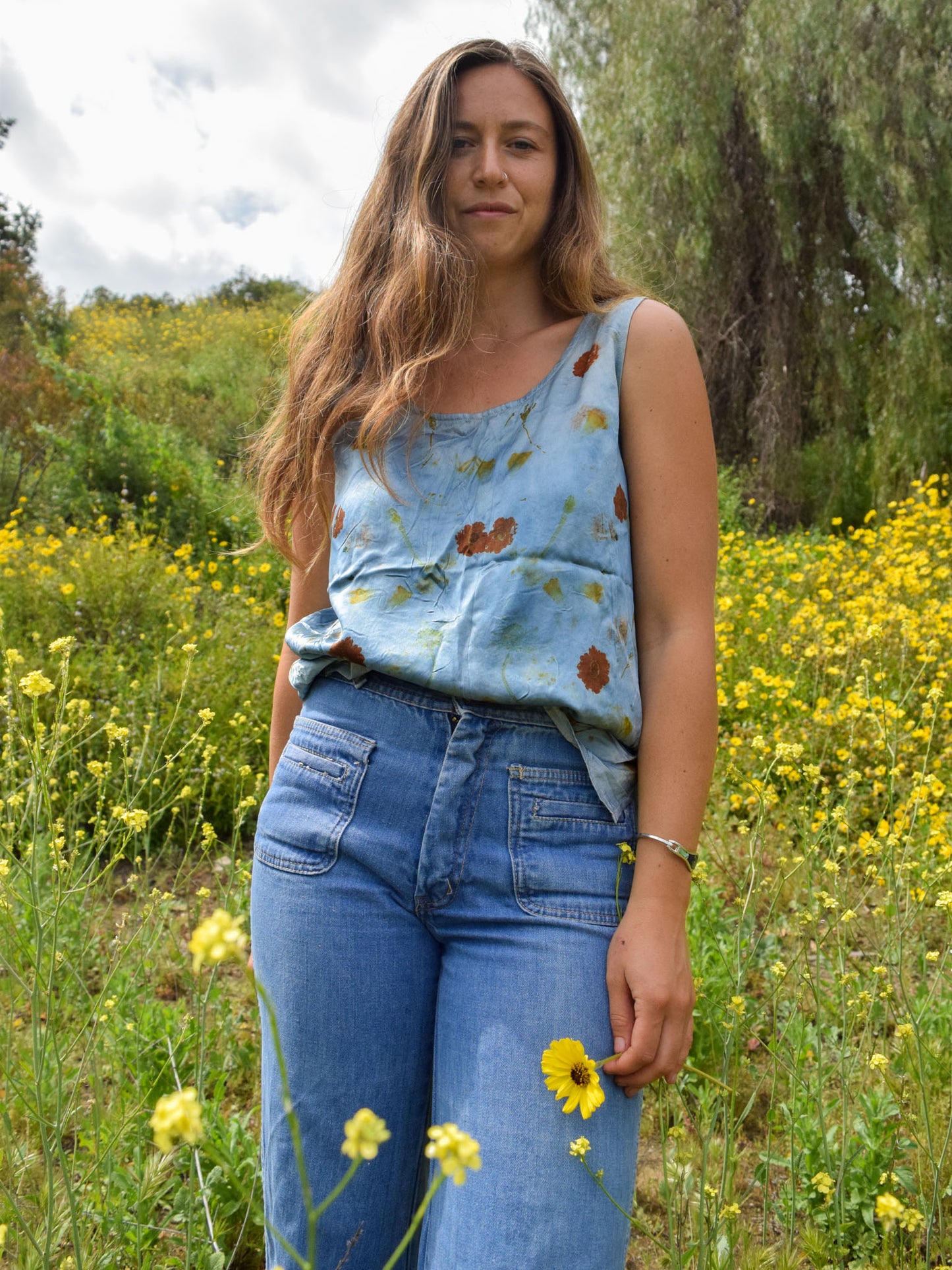 Indigo Bundle Dyed Silk Tank