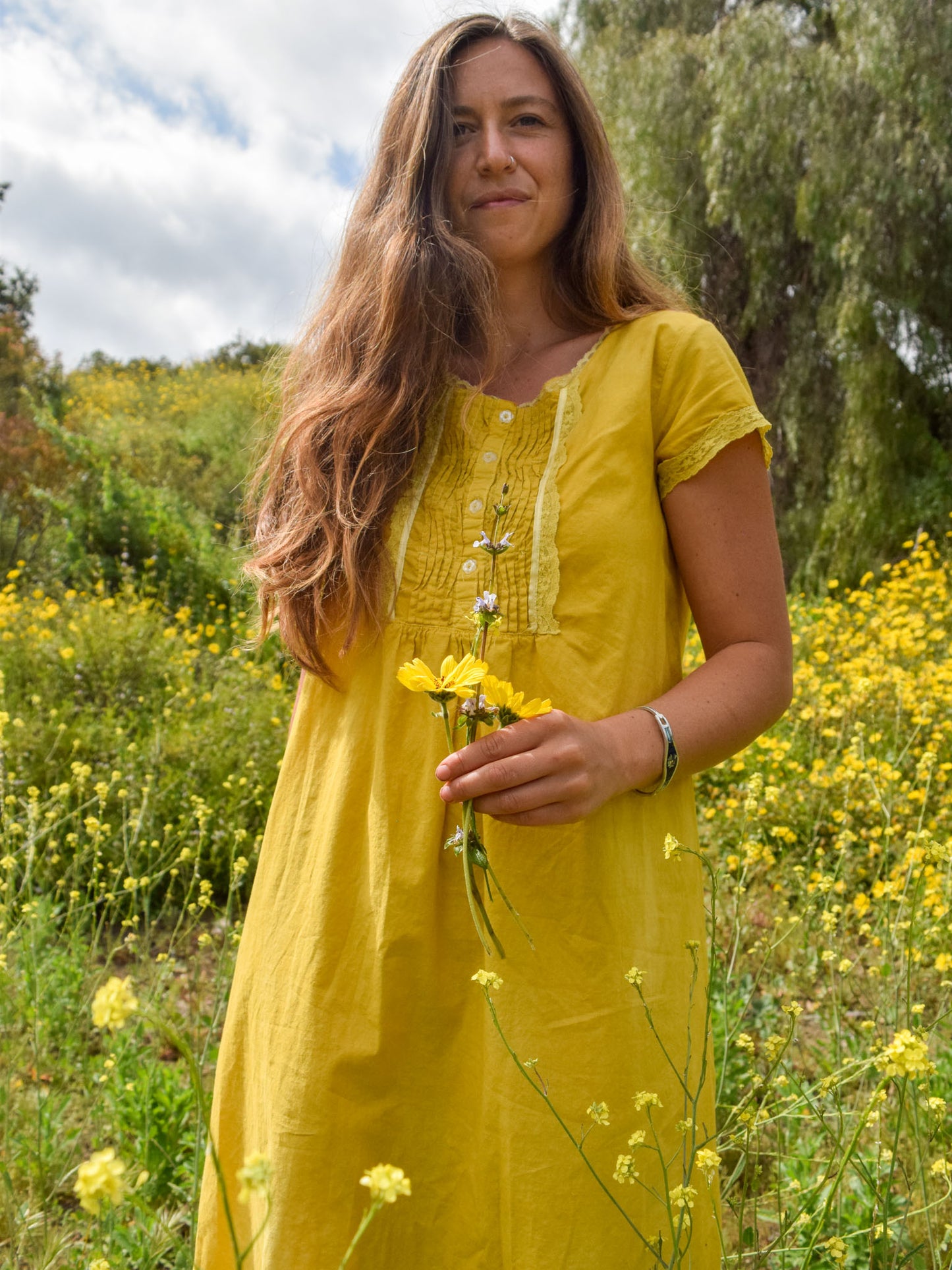 Marigold Laura Ashley Pleated Lace Dress