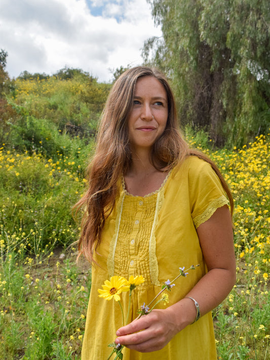 Marigold Laura Ashley Pleated Lace Dress