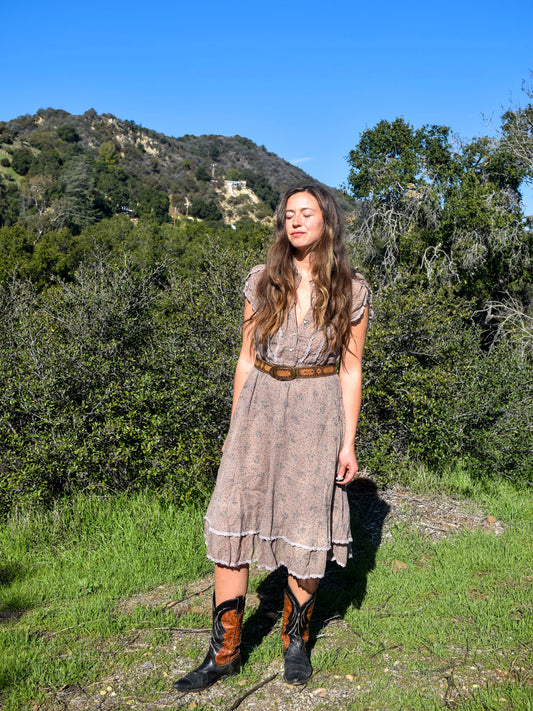 Sequoia Ditsy Floral Lace Trim Dress