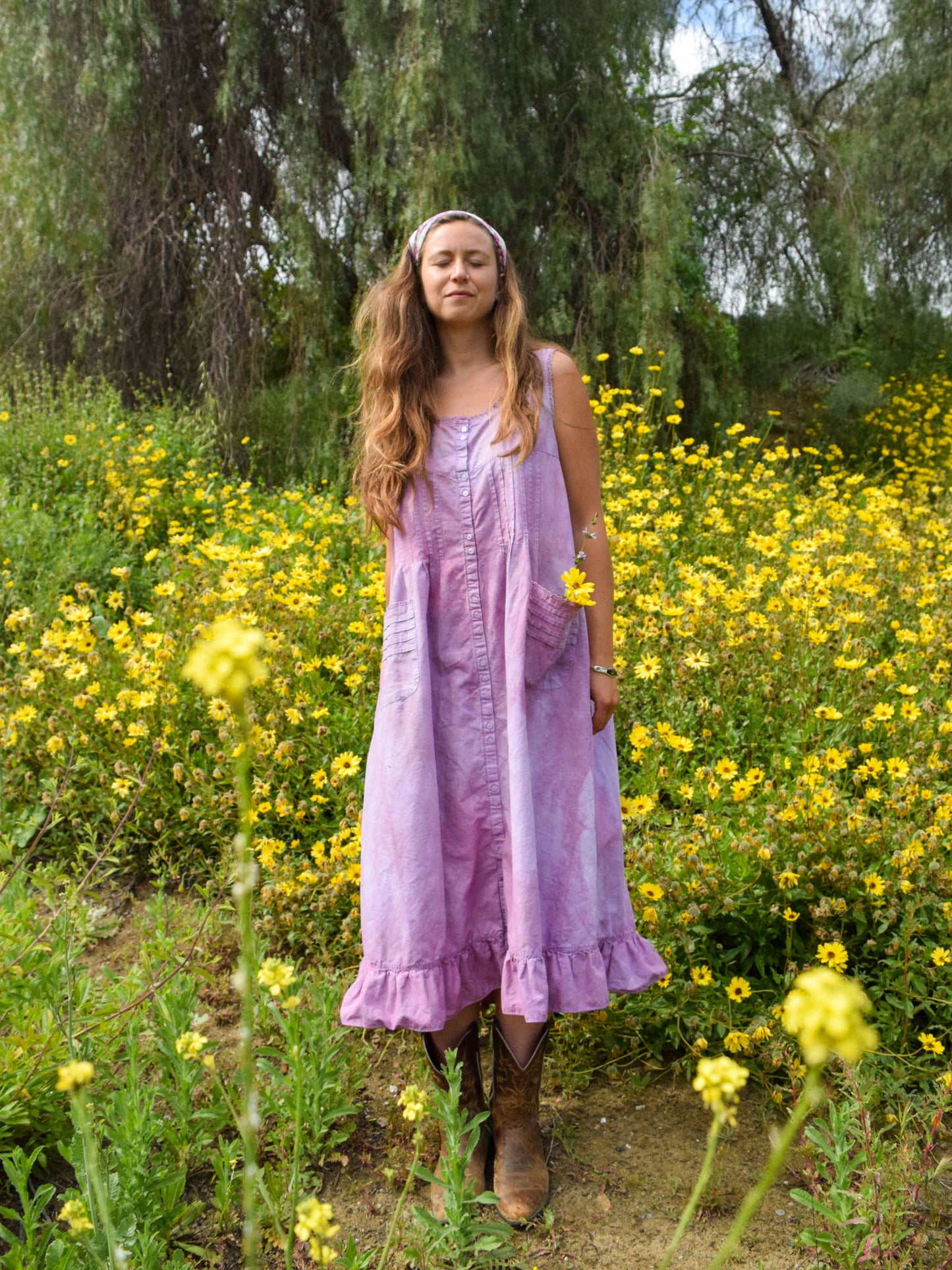 Lac and Logwood Pleated Pocket Dress