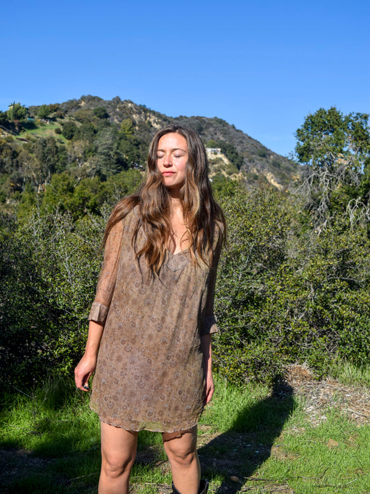 Sequoia Silk Paisly & Floral Mini Dress