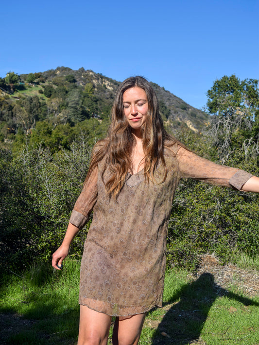 Sequoia Silk Paisly & Floral Mini Dress