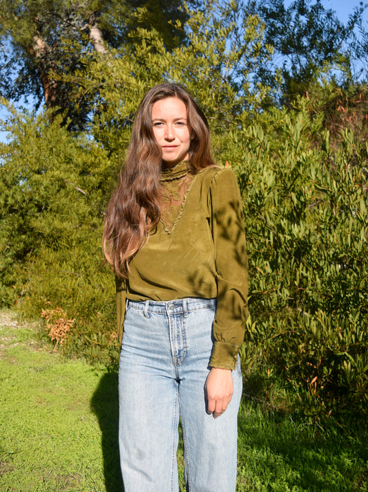 Marigold & Iron Silk High Neck Blouse