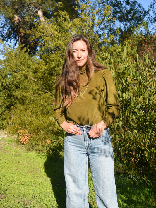Marigold & Iron Silk High Neck Blouse