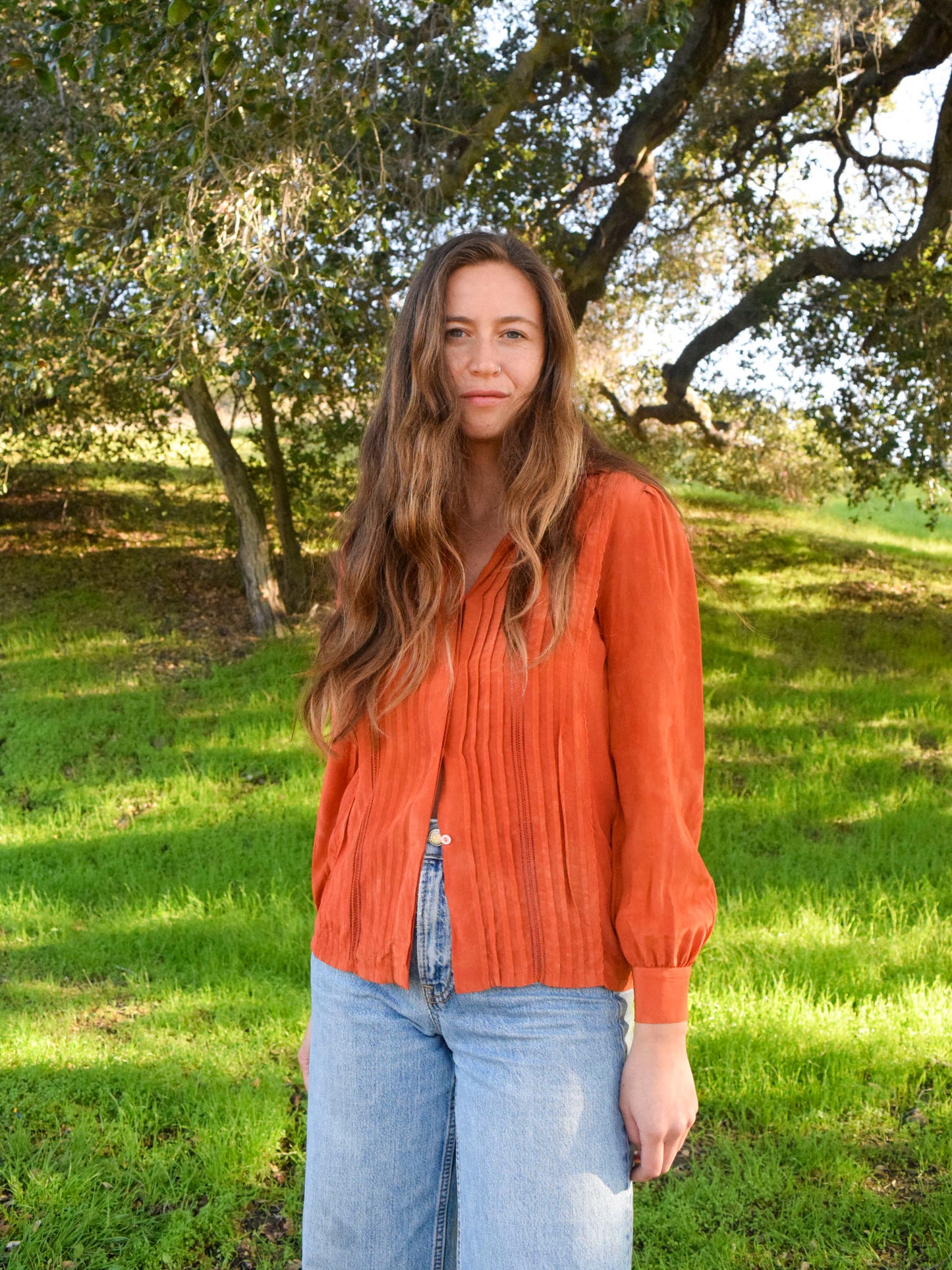 Madder Silk Pleated Blouse