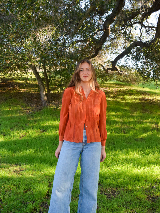 Madder Silk Pleated Blouse
