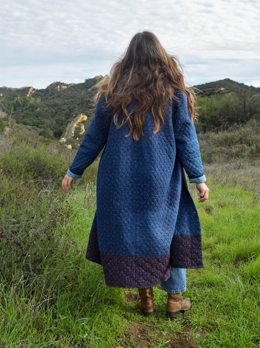Indigo Quilted Floral Duster