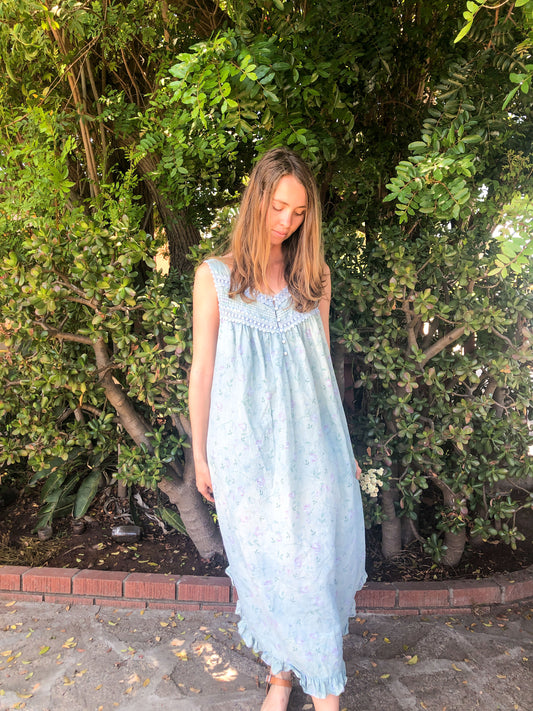 Indigo Rose Print Dress