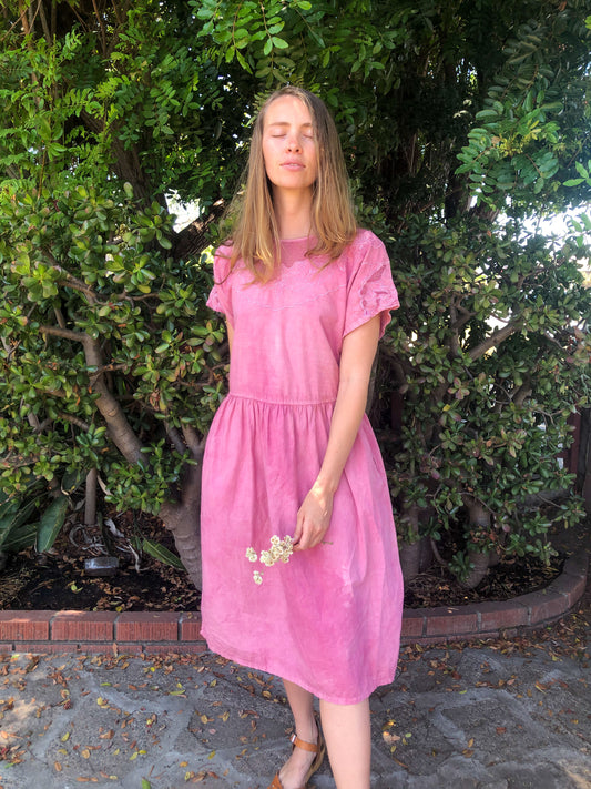 Lac Mesh Floral Embroidered Dress