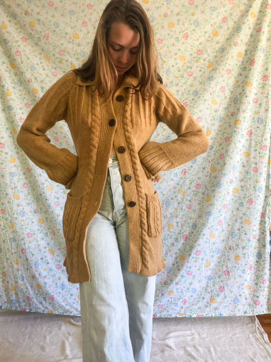 Marigold and Cutch Long Wool Buttondown Sweater