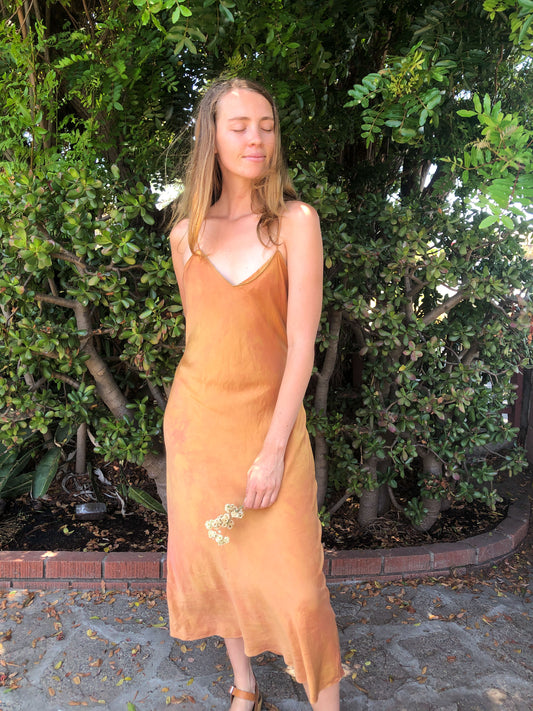 Chestnut Silk Slip Dress