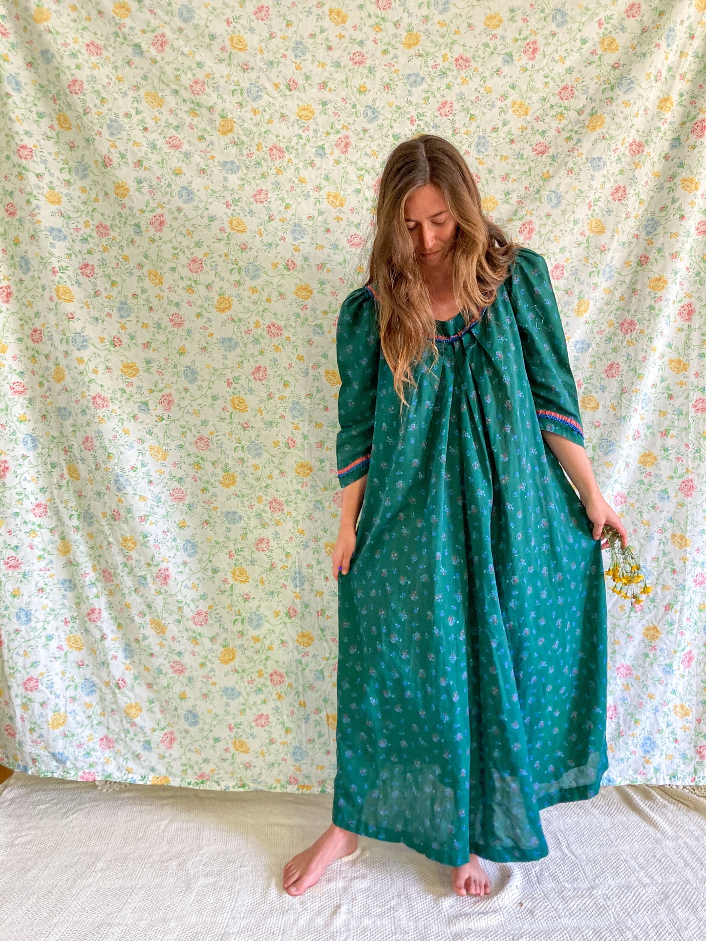 Indigo Floral Ribbon Dress