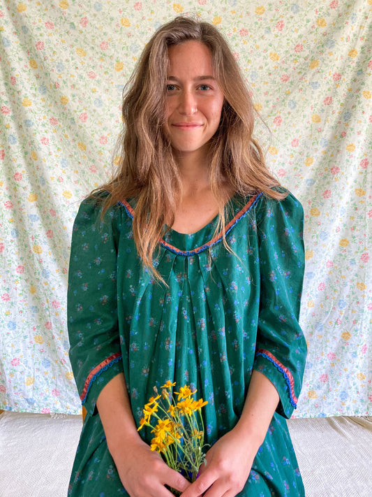 Indigo Floral Ribbon Dress