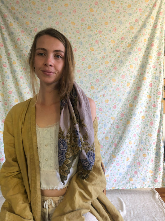 Cutch & Logwood Floral Silk Scarf