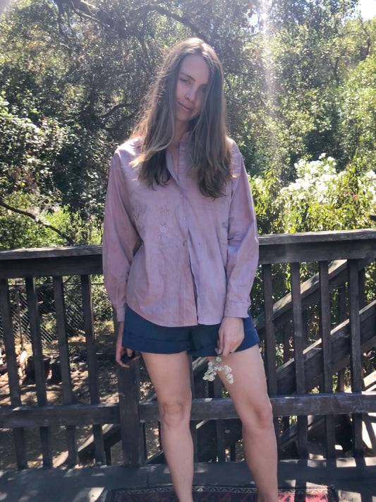 Plum Herbal Embroidered Buttondown