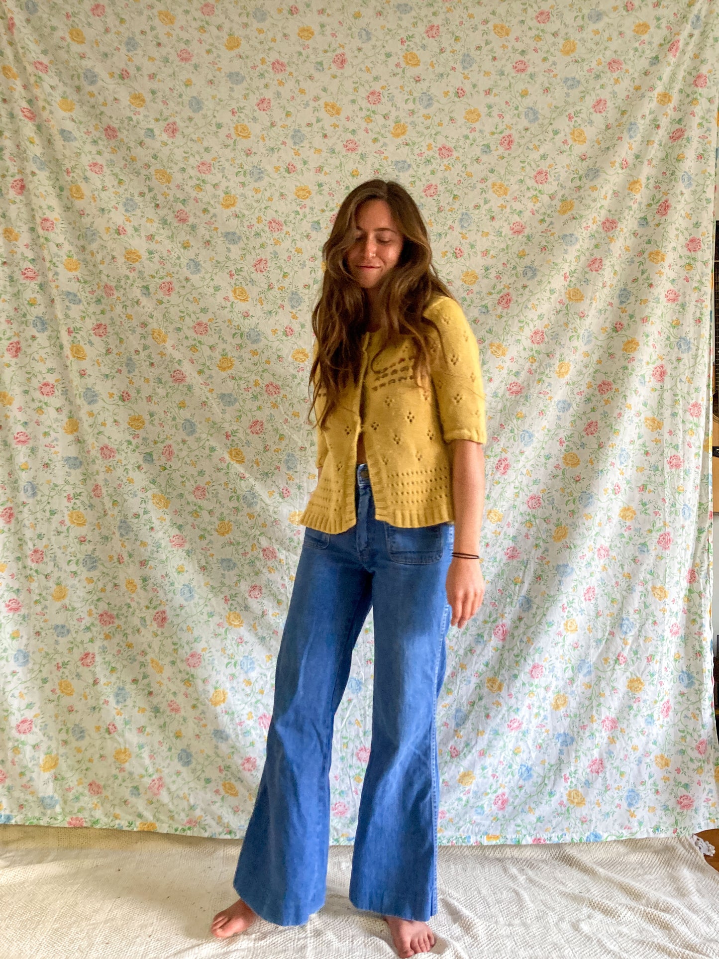 Marigold & Chestnut Pointelle Wool Sweater