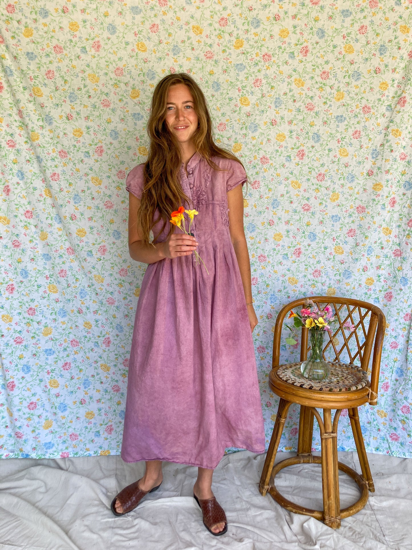 Lac April Cornell Embroidered Peony Dress