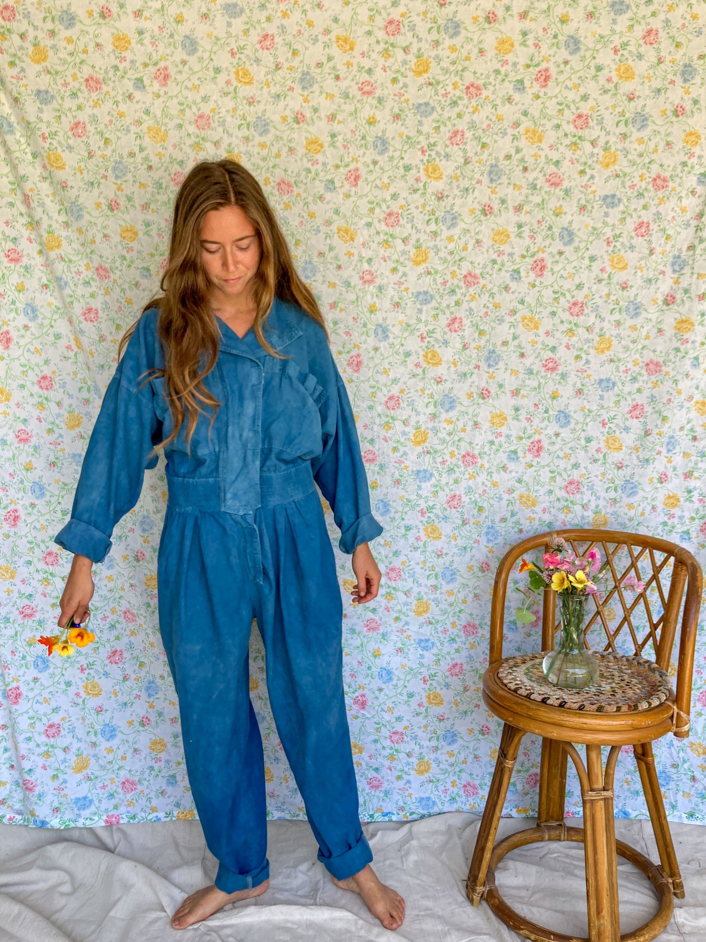 Indigo Velcro Coveralls