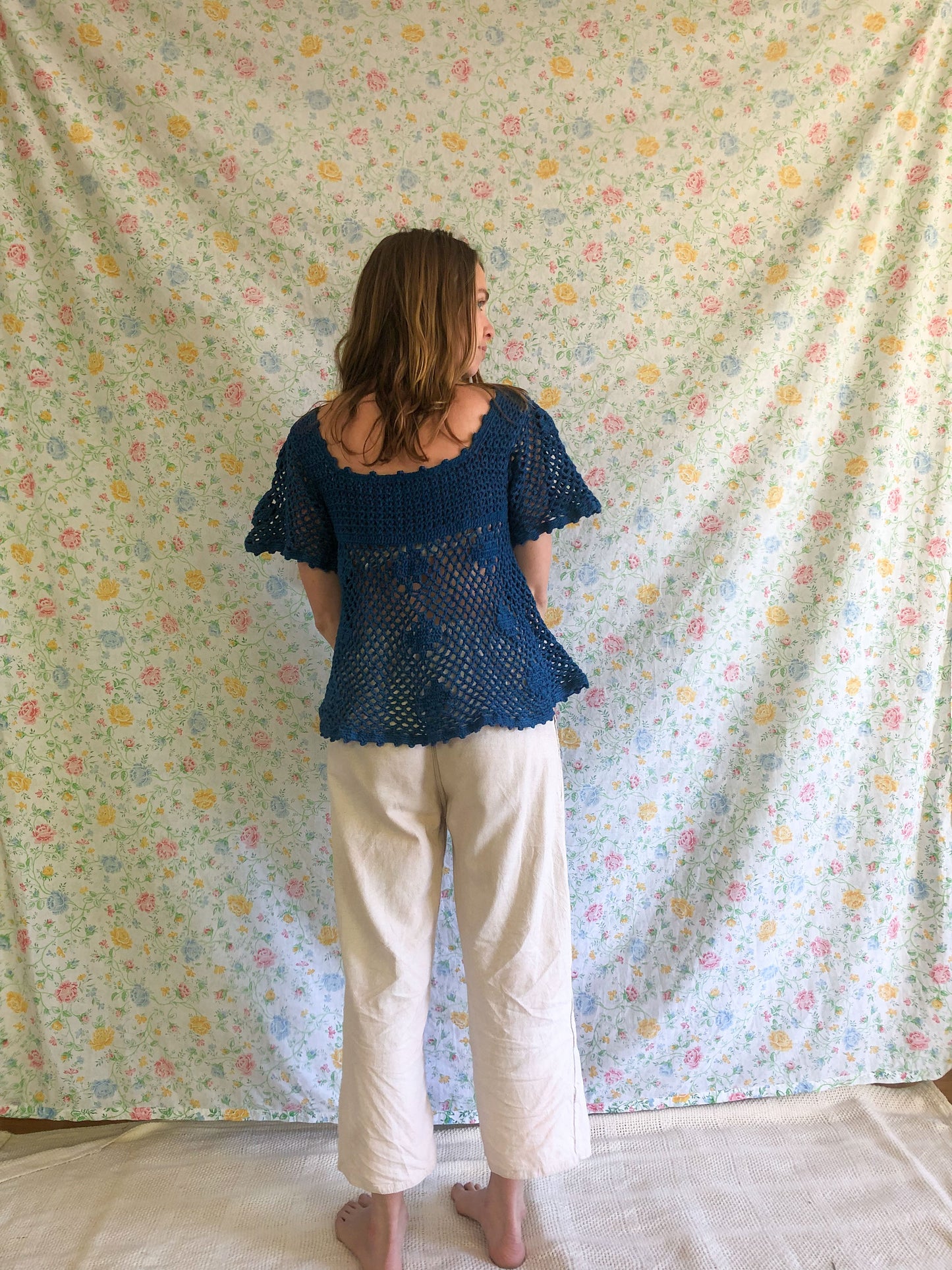 Indigo Crocheted Tunic Top