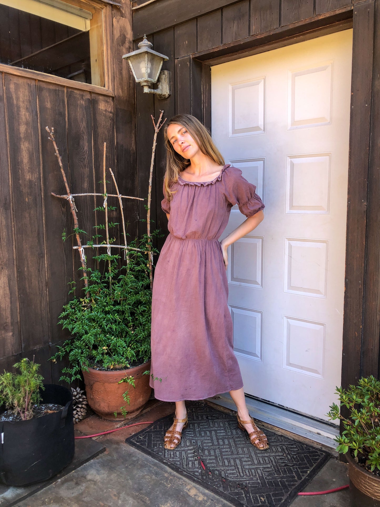 Plum Gauze Ruffled Dress