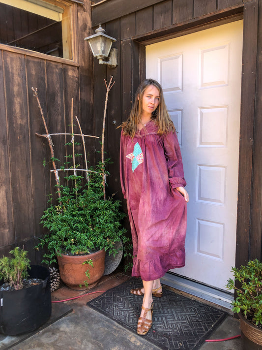 Lac & Sequoia Patched Embroidered Maxi Dress