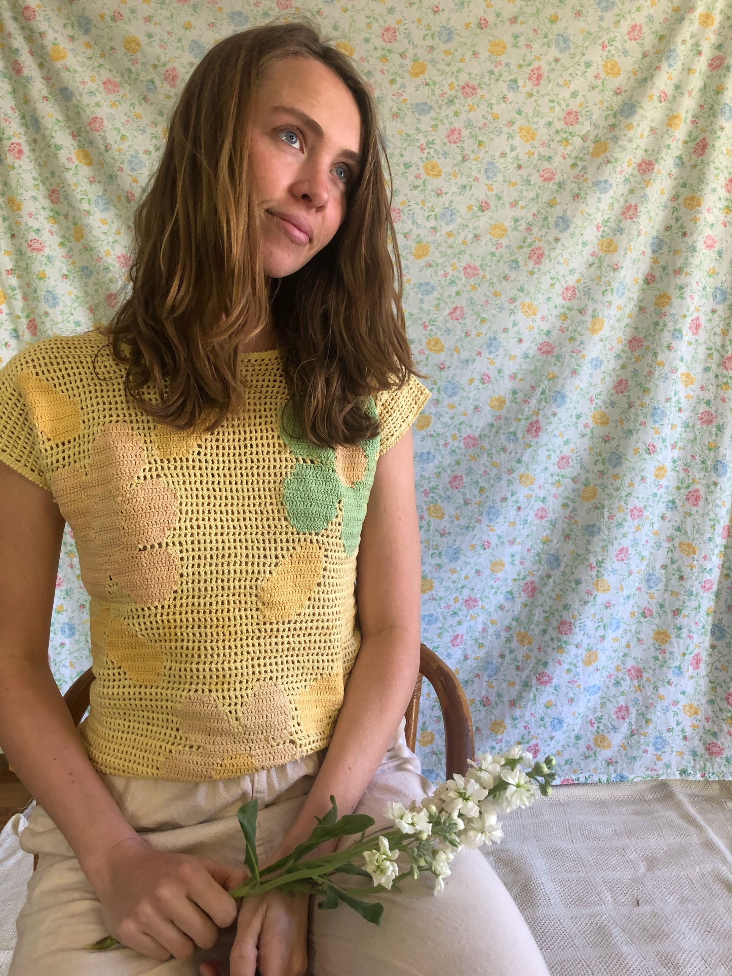 Marigold Crocheted Floral Tee