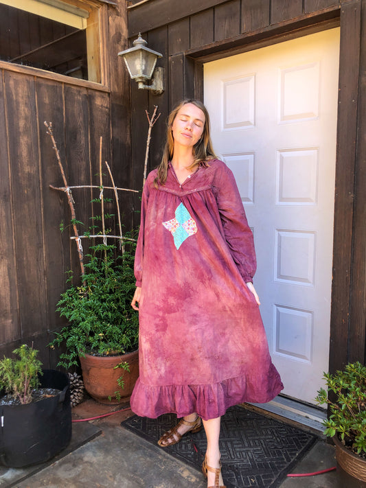 Lac & Sequoia Patched Embroidered Maxi Dress