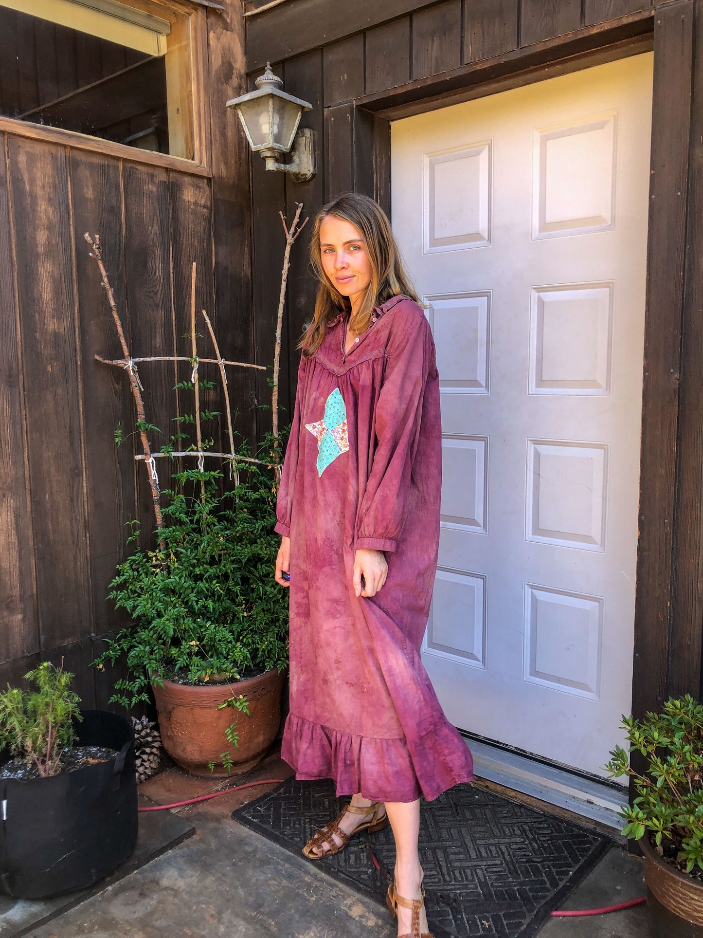 Lac & Sequoia Patched Embroidered Maxi Dress