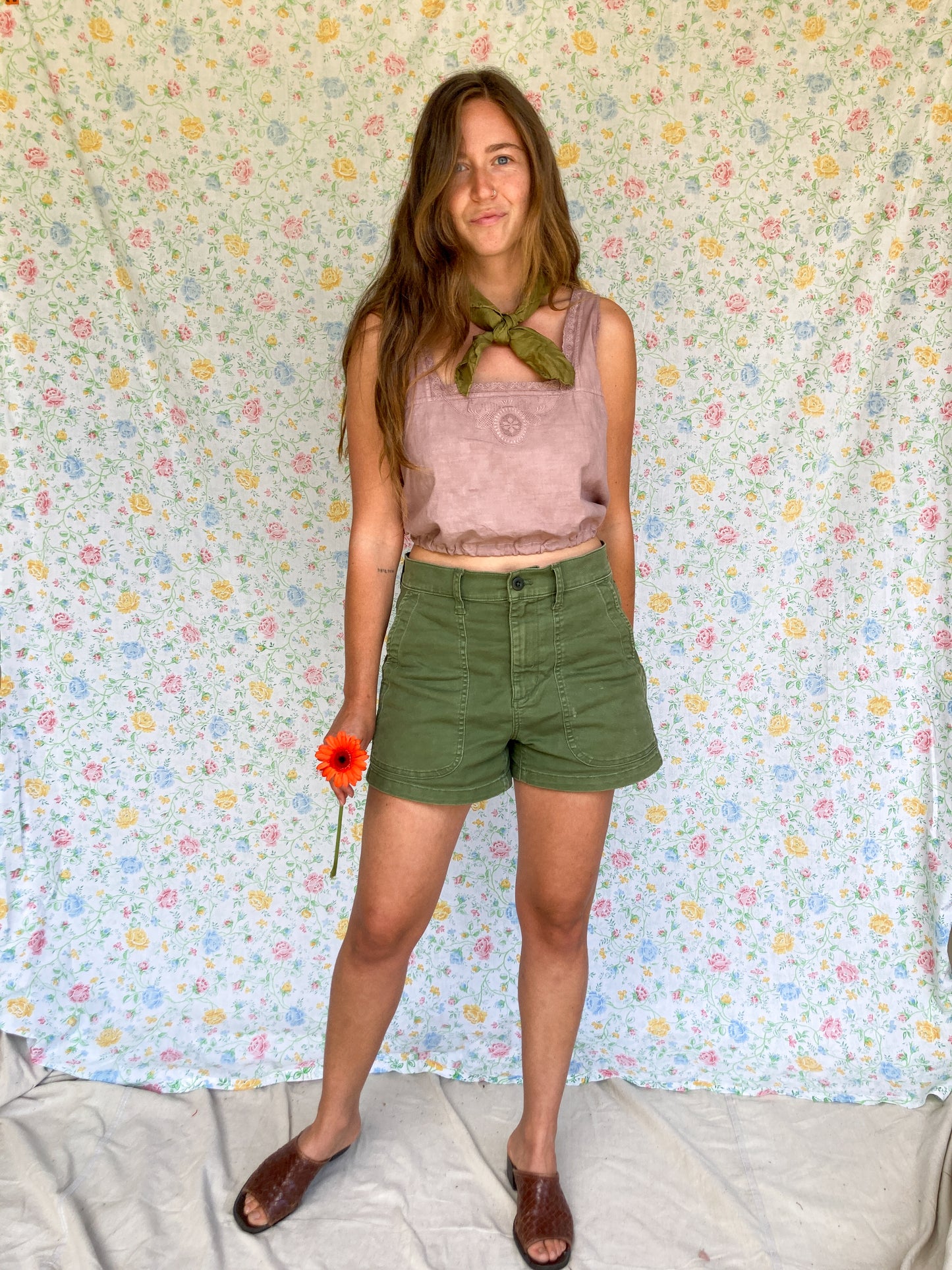 Cutch & Logwood Eyelette Trim Crop