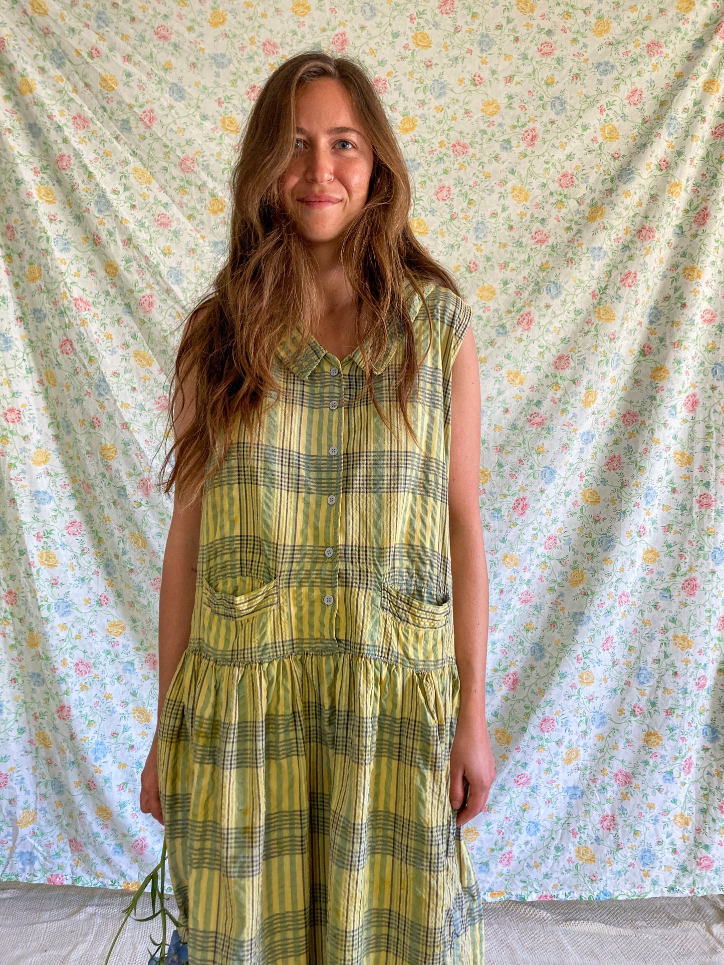 Marigold Plaid Drop Waist Dress