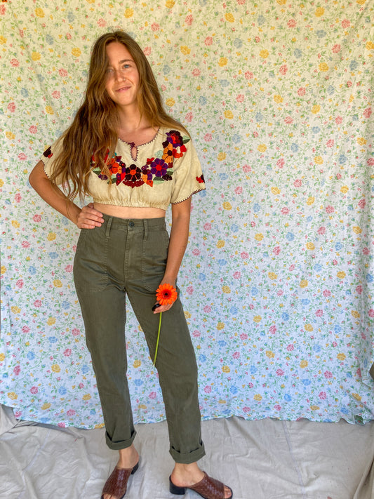 Marigold & Iron Traditional Huipil Crop