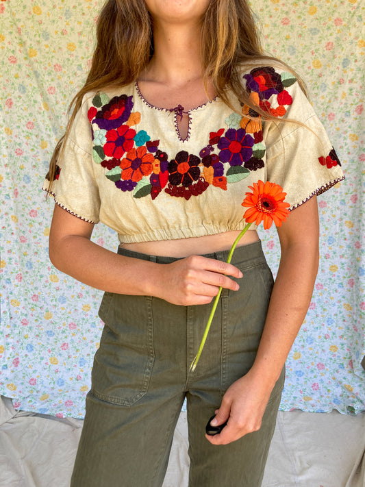 Marigold & Iron Traditional Huipil Crop