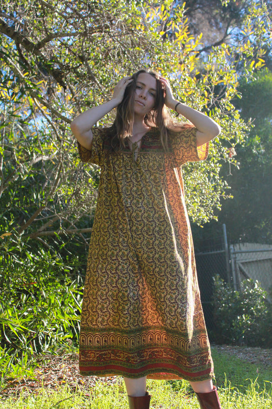 Marigold & Chesnut Indian Block Printed Dress