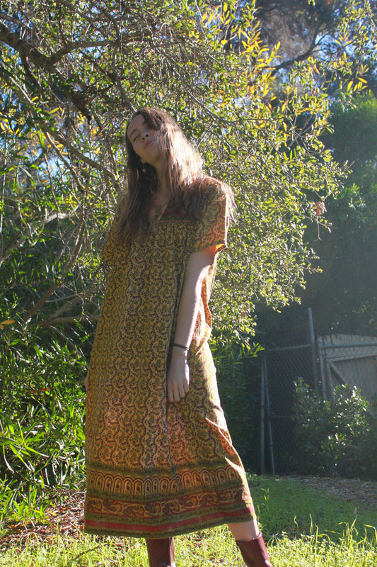 Marigold & Chesnut Indian Block Printed Dress