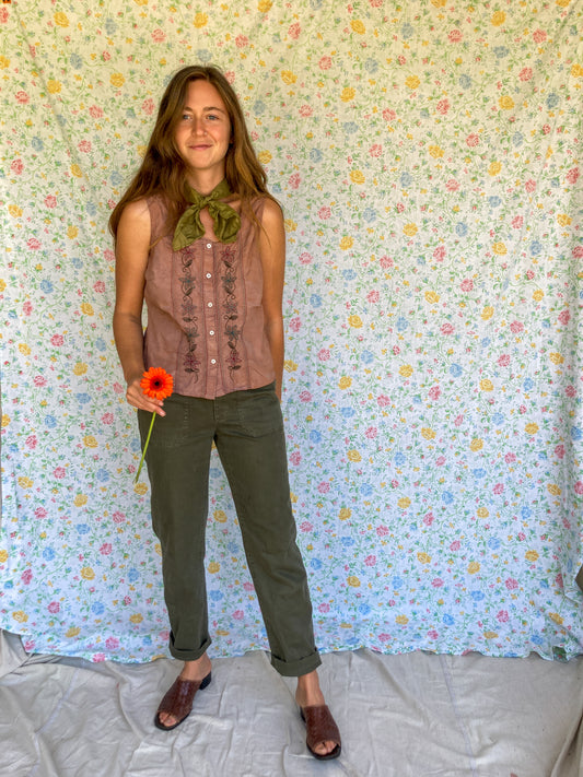 Cutch & Logwood Embroidered Tank